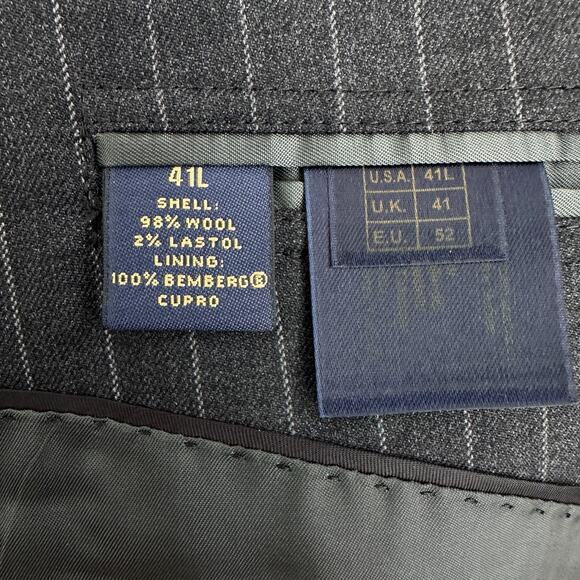 Brooks Brothers Suit Mens 41L Pinstripe Blazer Pants Wool Dapper Gatsby Mob Boss - Picture 10 of 16